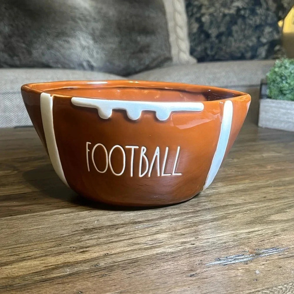 Rae Dunn Artisan Collection Magenta Football Shaped Brown Deep Ceramic Bowl Dish - Picture 2 of 7
